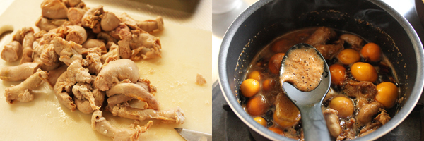 鶏肉レシピきんかんの鳥もつ煮 Ｂ級グルメで話題の煮込み料理です！
